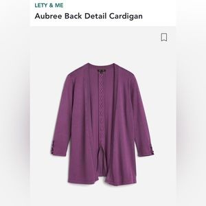 Cardigan: Lety & Me Aubree Back Detail Cardigan, Purple, Small